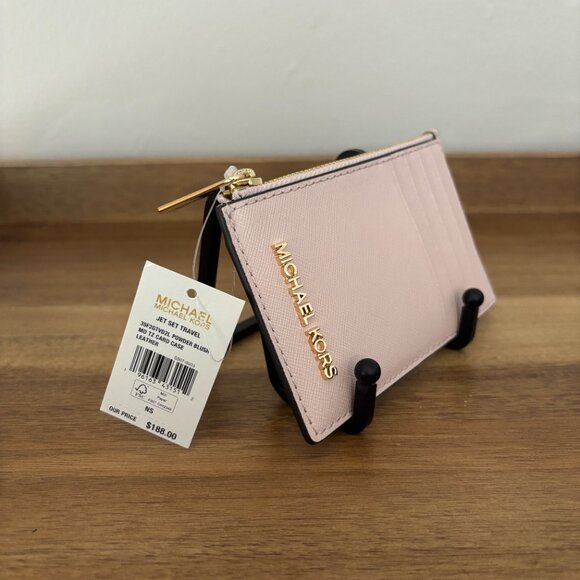 Michael Kors Jet Set Travel Powder Pink Blush Leather Card Case NWT - Picture 2 of 7